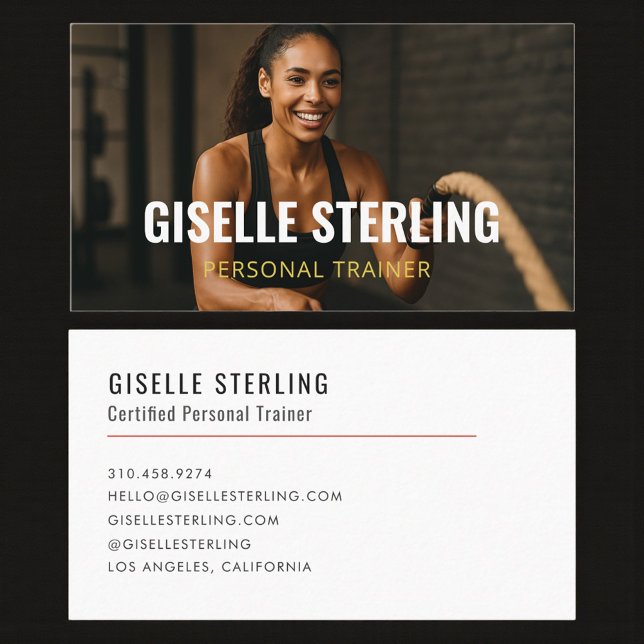 Coach Personal Trainer Fitness Photo Business Card (Creator Uploaded)