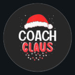 Coach Santa Claus Christmas Matching Costume  Classic Round Sticker<br><div class="desc">Coach Santa Claus Christmas Matching Costume</div>