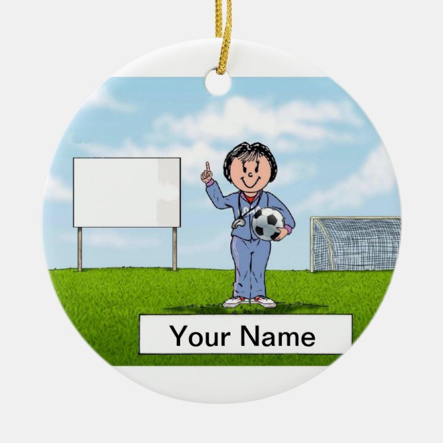 Coach,  Soccer - Female Ceramic Tree Decoration (Front)