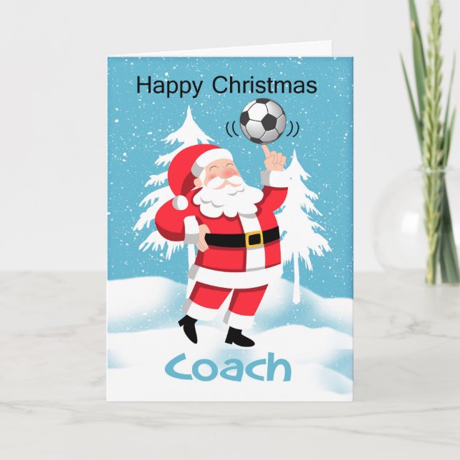 Coach Soccer / Football Christmas Greeting Card (Front)