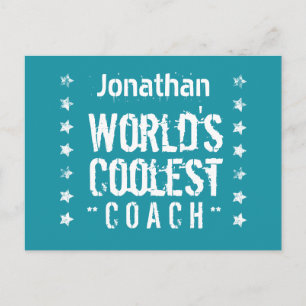 COACH Teal Background Grunge Stars A03 Announcement Postcard