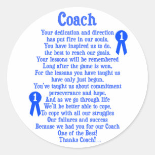 Coach Thank You Classic Round Sticker
