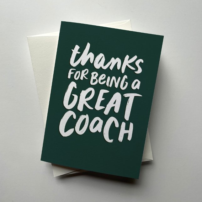 Coach thank you cool green and white card (Creator Uploaded)