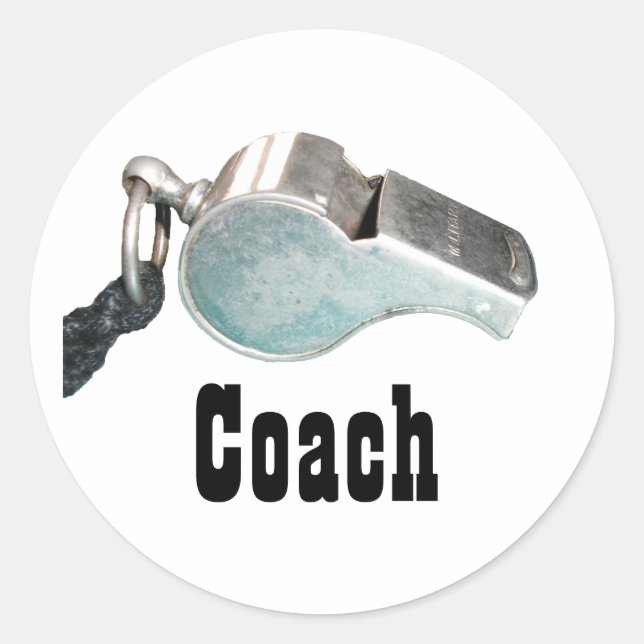 Coach Whistle Classic Round Sticker (Front)