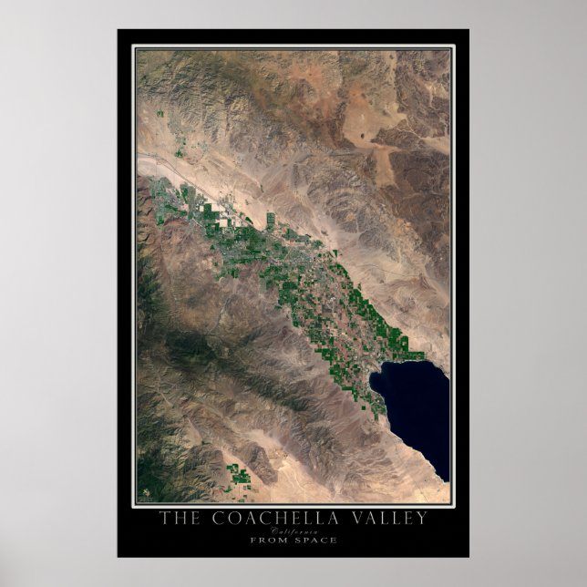 Coachella Valley California Satellite Map Poster (Front)