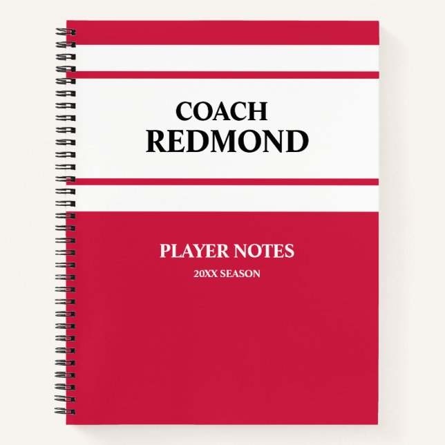 Coaching Red and White Notebook (Front)