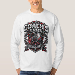 Coach's Code Metallic Fitness Emblem Logo Design T-Shirt