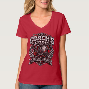 Coach's Code Metallic Fitness Emblem Logo Design T-Shirt