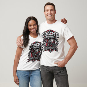 Coach's Code Metallic Fitness Emblem Logo Design T-Shirt