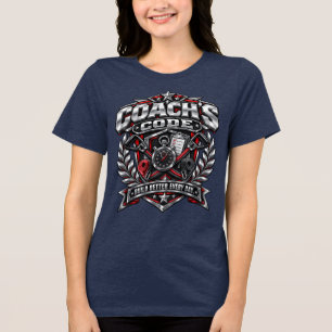 Coach's Code Metallic Fitness Emblem Logo Design Tri-Blend Shirt