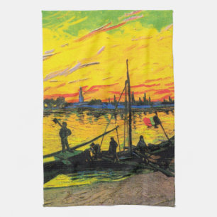 Coal Barges (F437) Van Gogh Fine Art Tea Towel