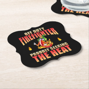 Coal Black Chilli Character Firefighter Fan In Hea Paper Coaster