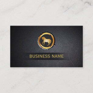 Coal Black Gold Horse Badge Embed Business Card