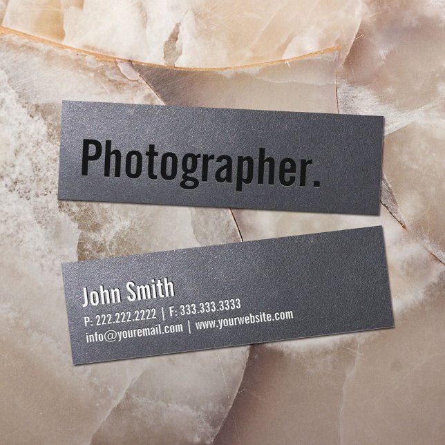 Coal Black Photographer Minimalist Mini Business Card (Creator Uploaded)
