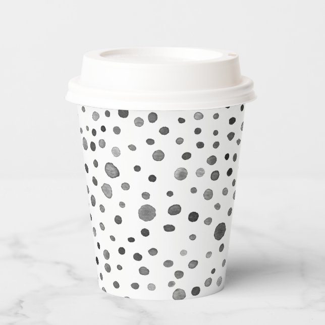 Coal Confetti Watercolor Dots Paper Cup (Front)