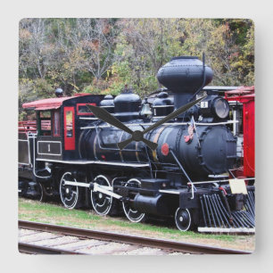 Coal Engine Train Square Wall Clock