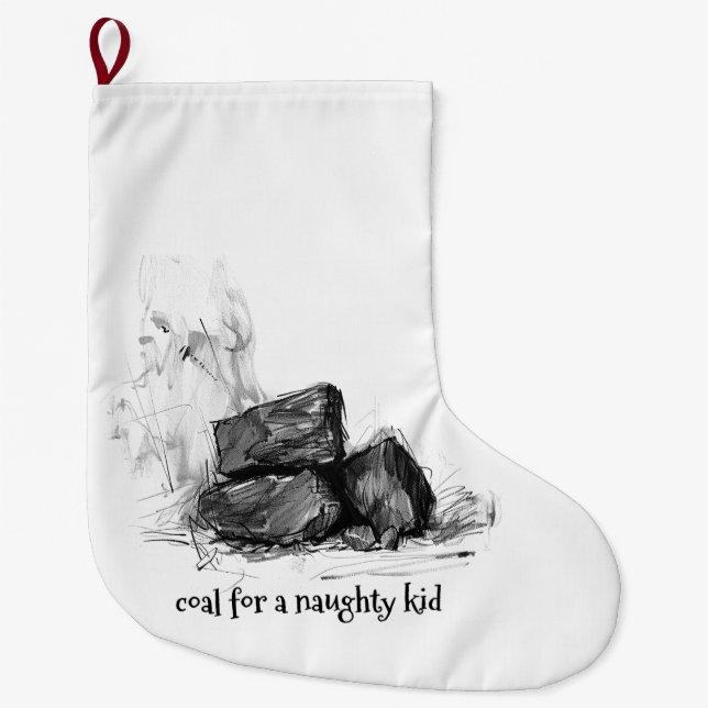 Coal for Naughty Kid - Funny Large Christmas Stocking (Front)