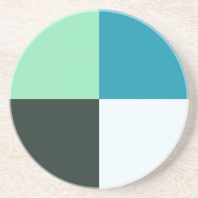 Coal Gray Ivory White Teal Green Aqua Blue Coaster (Front)