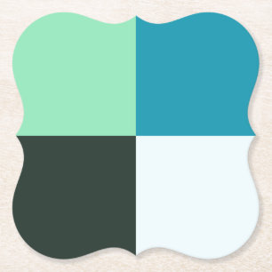 Coal Grey Ivory White Teal Green Aqua Blue Paper Coaster