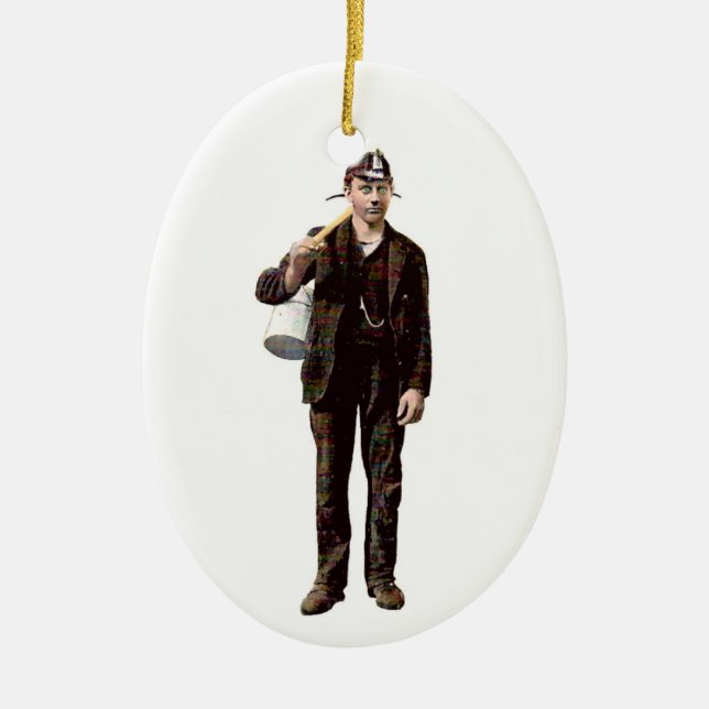 Coal Miner 1910 Ceramic Tree Decoration (Front)