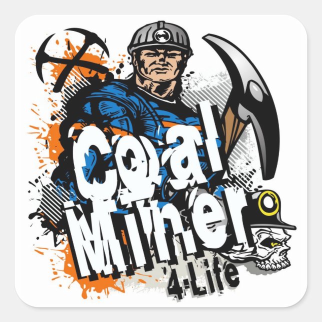 COAL MINER 4-LIFE SQUARE STICKER (Front)
