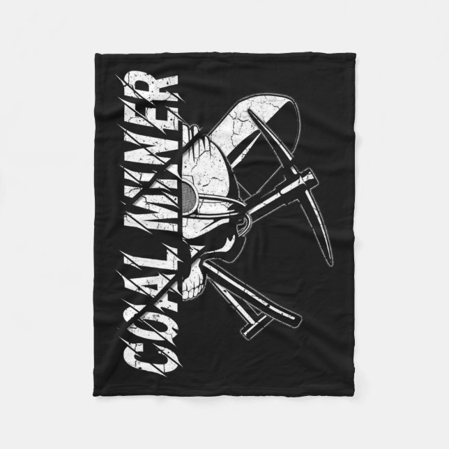 Coal Miner Crossed Ckaxes And Shovel And Miners Ha Fleece Blanket (Front)