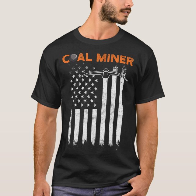 Coal Miner Flag Tools USA Mining Mine Worker T-Shirt (Front)
