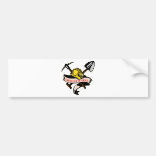 coal miner hat shovel spade pickax mining bumper sticker