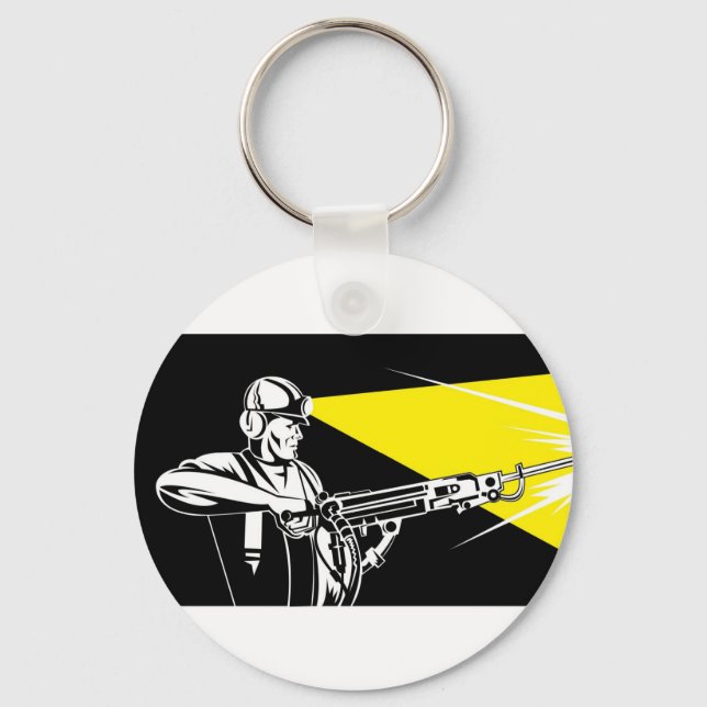 coal miner jack pneumatic drill retro key ring (Front)