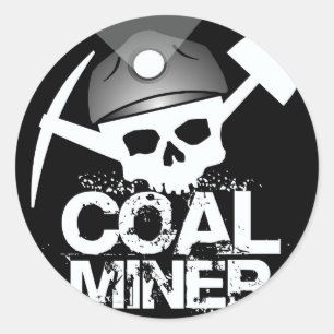 COAL MINER SKULL CLASSIC ROUND STICKER
