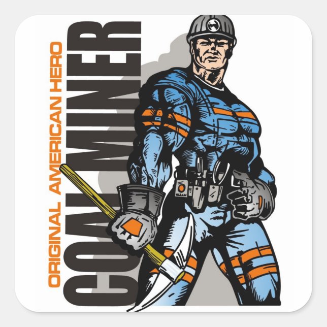 coal miner square sticker (Front)