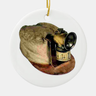 Coal Miner's Cap Ceramic Tree Decoration