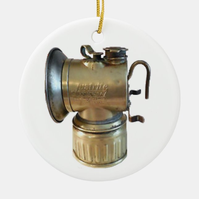 Coal Miners Carbide Lamp Ceramic Tree Decoration (Front)