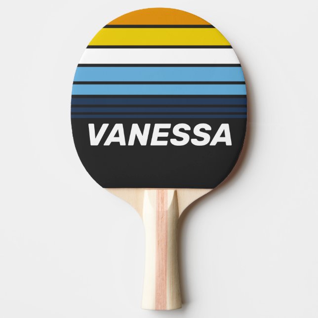 Coal Nightfall Horizon Striping with Name Ping Pong Paddle (Front)