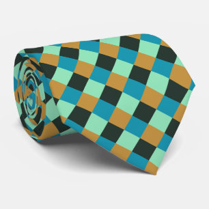 Coal Ochre Teal Green Blue Plaid Tie