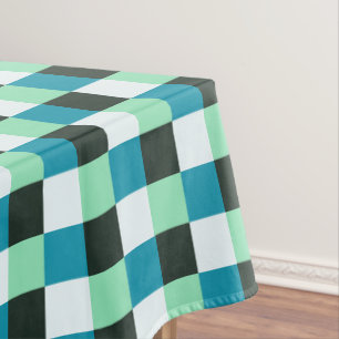 Coal White Teal Green Blue Aqua Turquoise Tablecloth