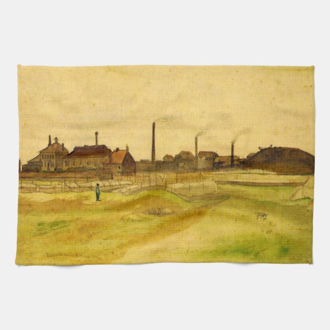 Coalmine in the Borinage by Vincent van Gogh Tea Towel (Horizontal)