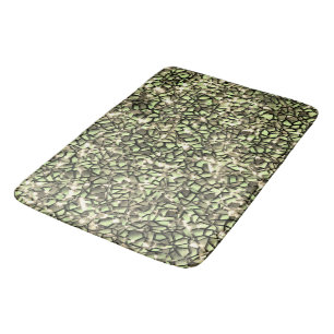Coarse greenish sepia mosaic layers and sparkles bath mat