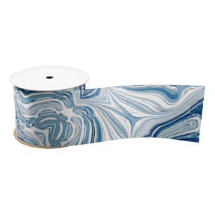 coast beach nautical watercolor navy blue swirls satin ribbon