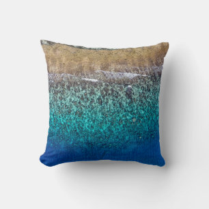 coast beach nautical waves watercolor blue swirls cushion