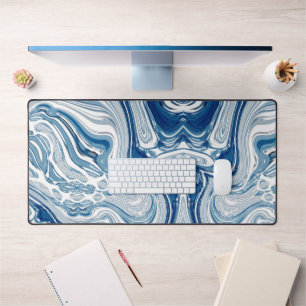coast beach nautical waves watercolor blue swirls desk mat