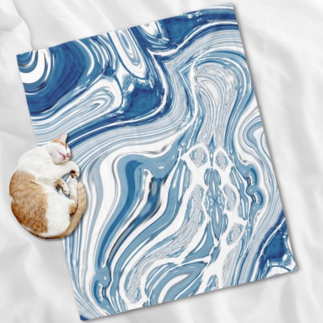 coast beach nautical waves watercolor blue swirls fleece blanket (coast beach nautical waves watercolor blue swirls fleece blanket)