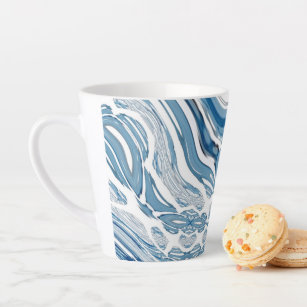coast beach nautical waves watercolor blue swirls latte mug