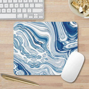 coast beach nautical waves watercolor blue swirls mouse mat