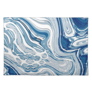 coast beach nautical waves watercolor blue swirls placemat