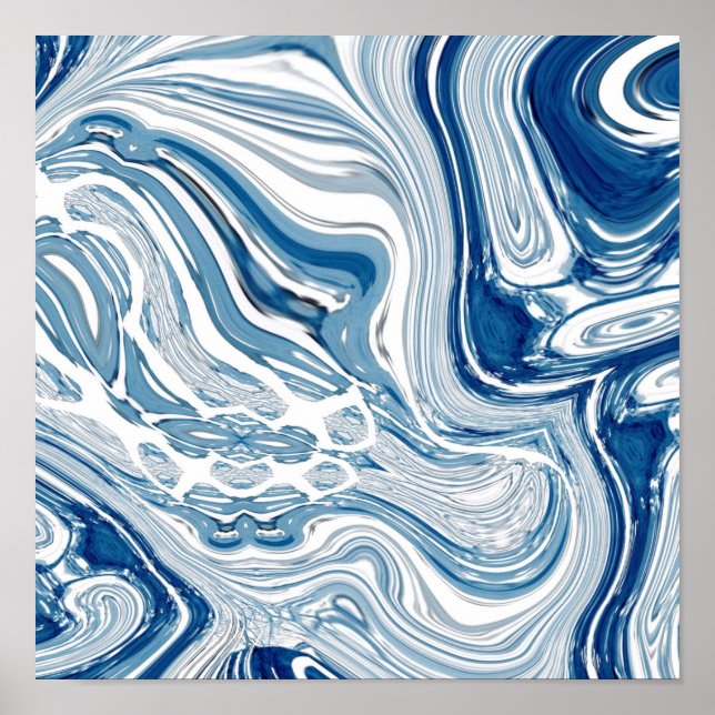coast beach nautical waves watercolor blue swirls poster (Front)