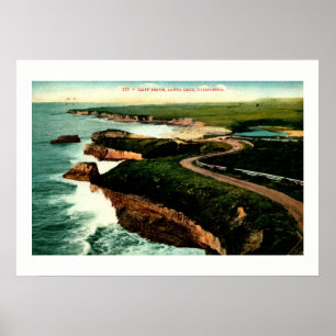 Coast Drive, Santa Cruz, California Vintage Poster