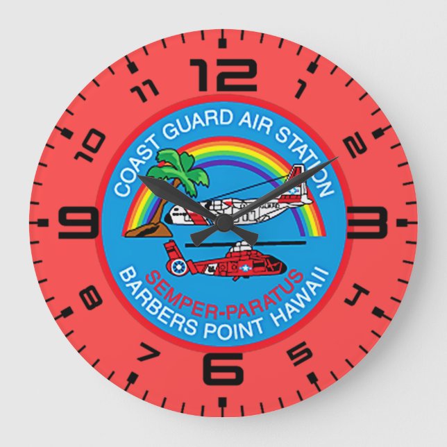 Coast Guard Air Station Barbers Point Hawaii Large Clock (Front)