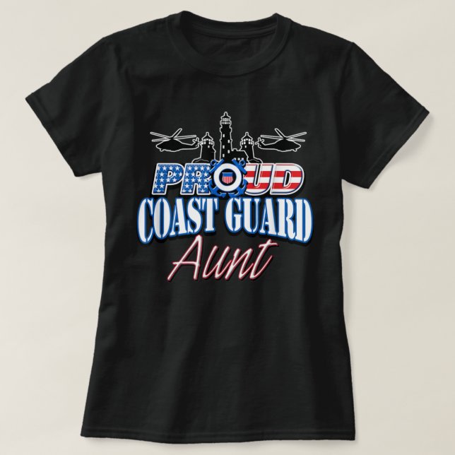 Coast Guard Aunt Shirt USA Flag Military  Women (Design Front)