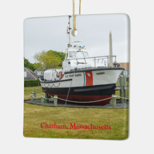 Coast guard boat Chatham Massachusetts Ceramic Ornament